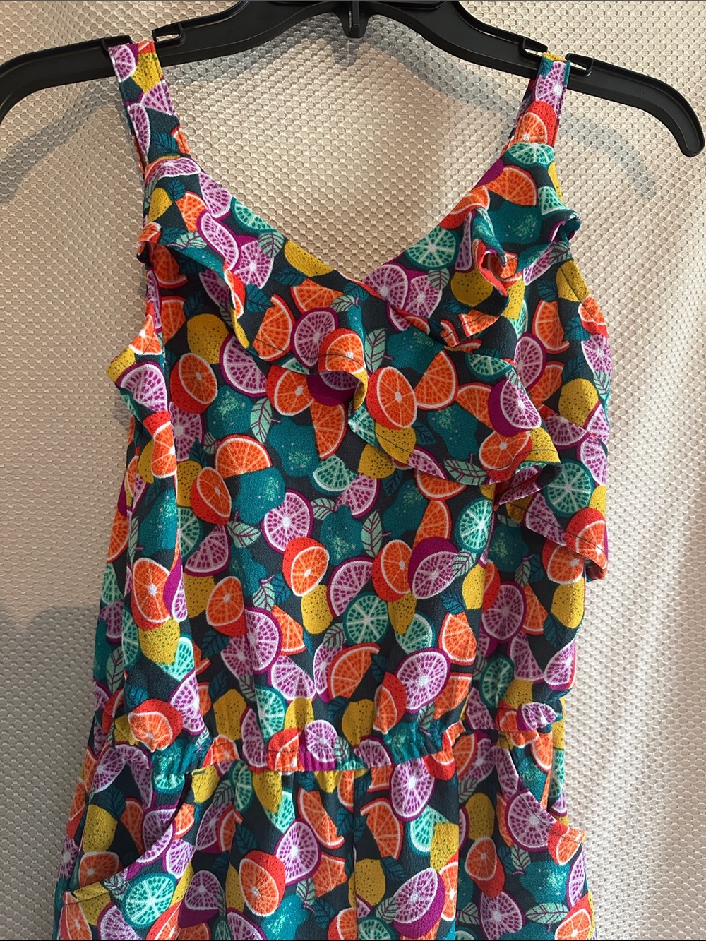 Wonder Nation Girls 10-12 Citrus Fruit Ruffle Romper Summer Vacation